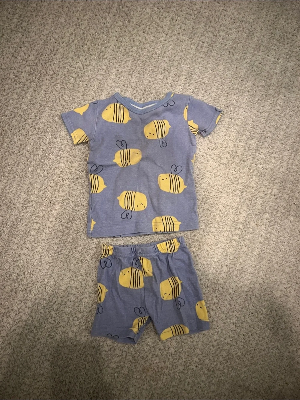 Carter's Blue Short Sleeve Pajama Set with Yellow Bee Print